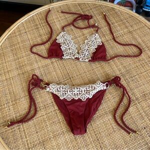 Planet Blue, Blue Life macrame bikini size small